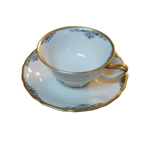 Antique Demitasse Set Thomas Ivory Bavaria Germany Gold Black Small Espresso - Picture 1 of 7